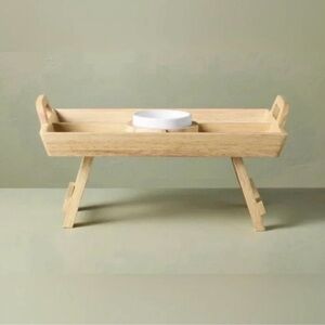 Hearth & Hand with Magnolia Wooden Foldable Tray w/ Magnetic Legs & Ceramic Bowl